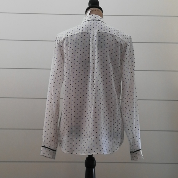 White Blouse with Navy and Blue Circles/Dots (NWT) - Picture 7 of 11